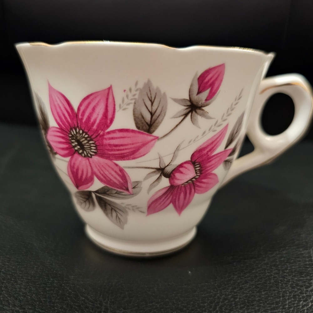 Royal Kent Bone China Teacup Pink Floral Gold Gilt Staffordshire England Vintage